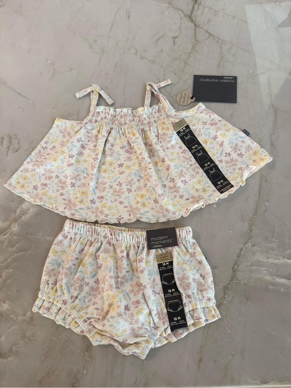 Gerber Pastel Floral Tank & Bloomers Set - Pink, Yellow, Blue